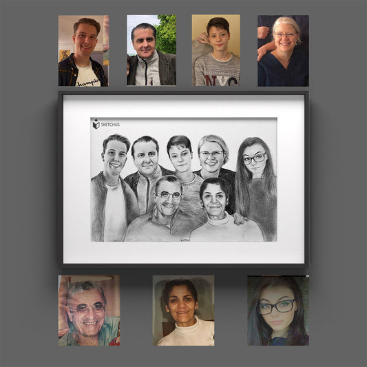 Portraitzeichnung: Personalisierte Geschenke für Familie - Erinnerungsstücke